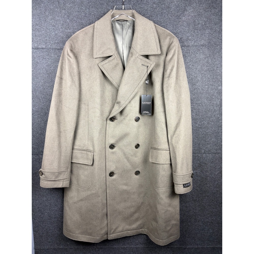 Lauren Ralph Lauren Mens Olive Green Wool Blend Overcoat 46R NWT
